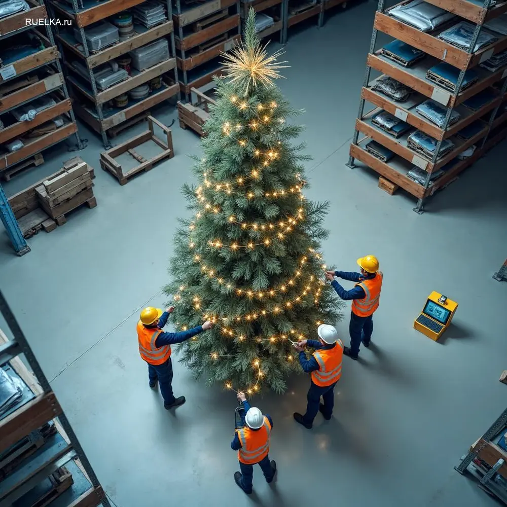 Модульная металлическая ёлка с LED-подсветкой для городской площади